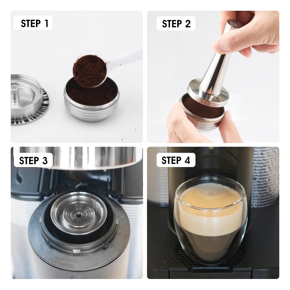  Refillable Vertuo Coffee Capsules Pods,Reusable Vertuo Capsules  Compatible for VertuoPlus,Vertuoline GCA1 Machine with Aluminum Foils Lids  【30 Pods,80 Lids,1 scoop】: Home & Kitchen