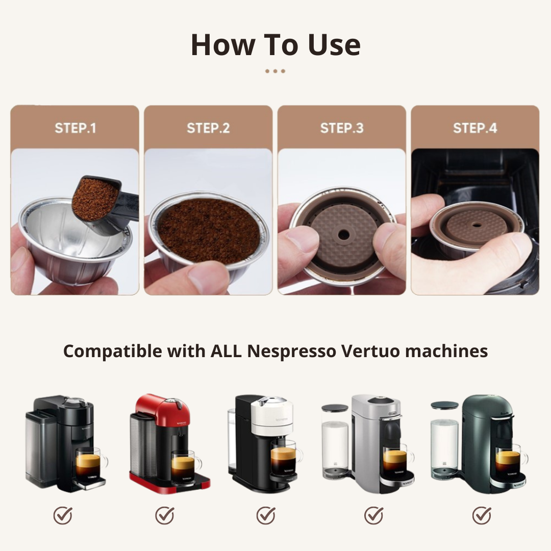 For Vertuo Next Reusable Coffee Capsule Lid Compatible With Original  Vertuoline Coffee Pods Food Grade Silicone Cap with Spoon